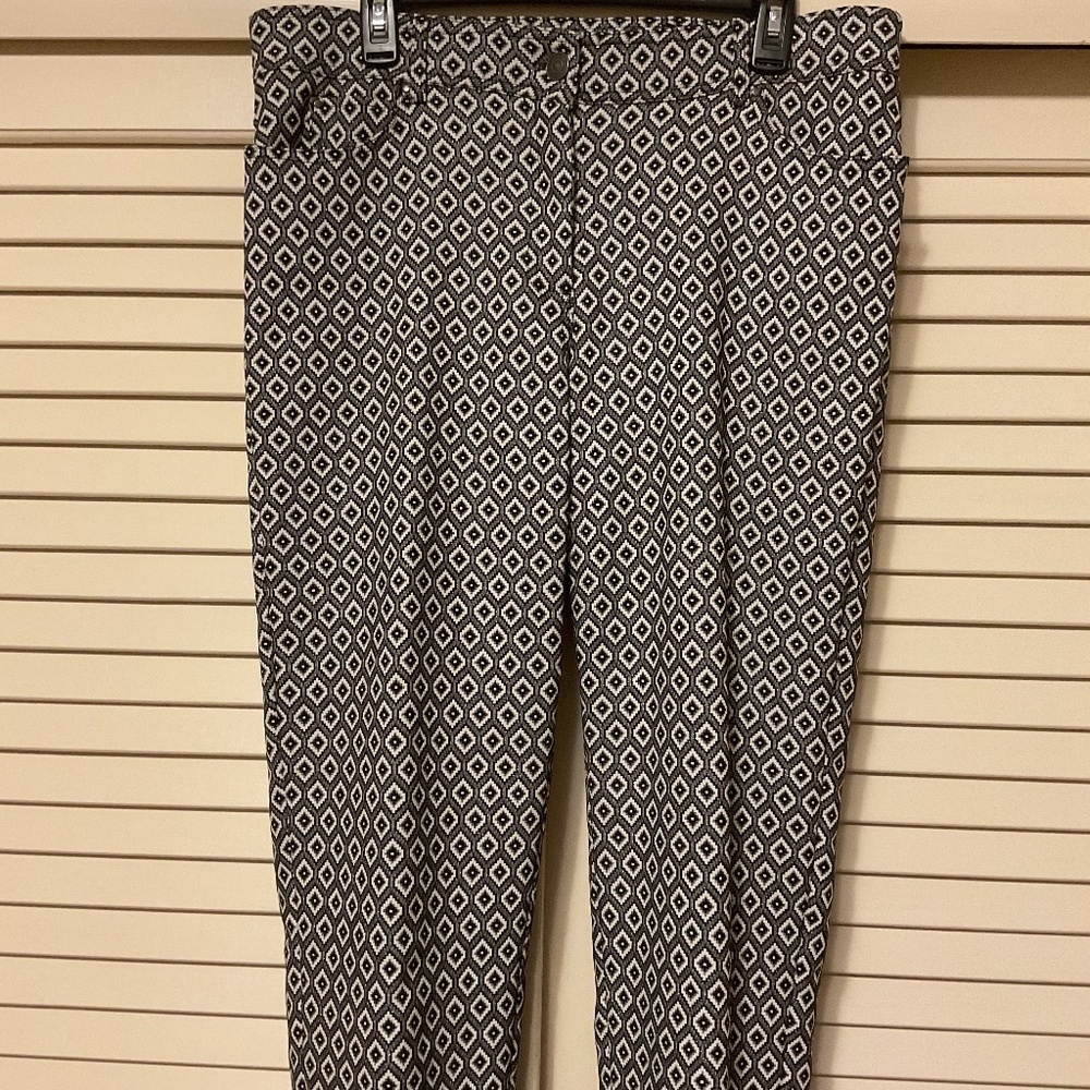 Woman Stretch Pants Black/white Light Silver Metallic Size US 16 - Picture 1 of 9